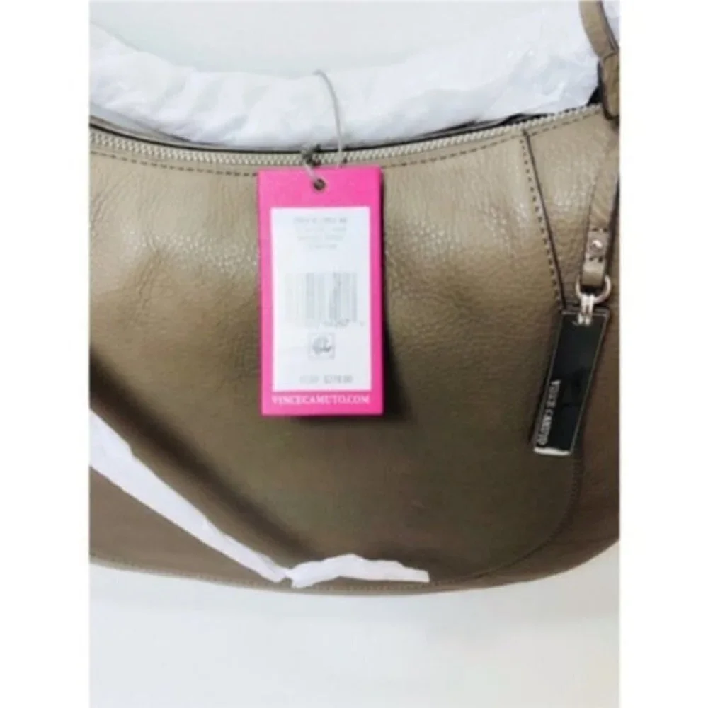 Vince Camuto Womens Brown Leather Large Hobo Shoulder Handbag New